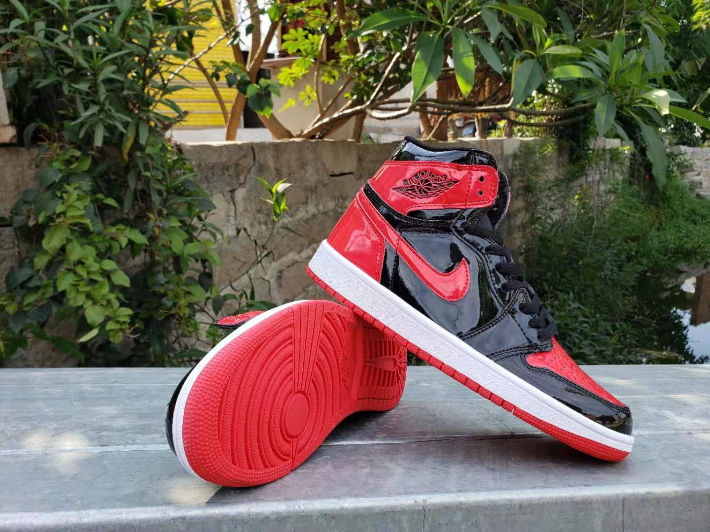 Newest Air Jordan 1 Pantent Leather Black Red